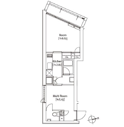 カスタリア祐天寺401号室の図面