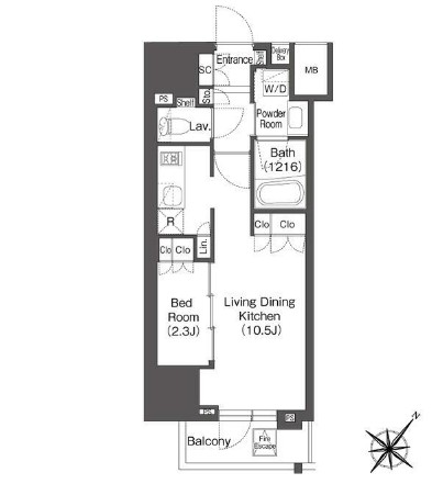 レフィールオーブ代々木704号室の図面