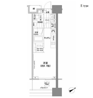 パークハビオ西新宿605号室の図面