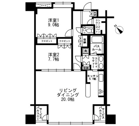 アーバンパーク代官山Ⅰ・Ⅱ2-402号室の図面