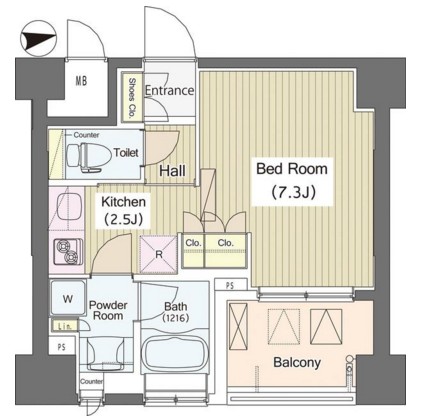 ｉ－Ｓｕｉｔｅ ＨｉｇａｓｈｉＮａｋａｎｏ105号室の図面