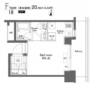 プライムアーバン初台1102号室の図面