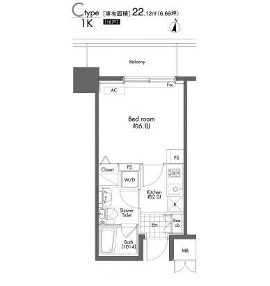 プライムアーバン初台505号室の図面