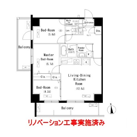 パークアクシス元浅草ステージ1102号室の図面