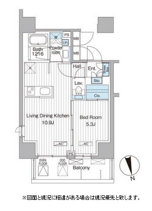 ヴェルデコート西新宿1105号室の図面