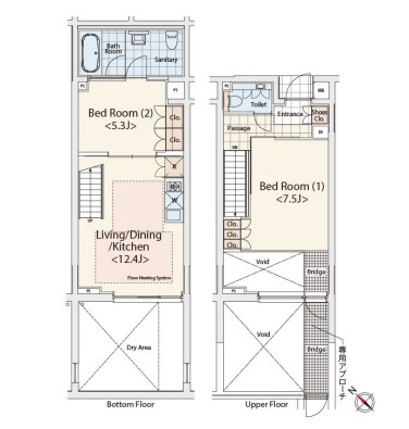 カスタリア初台Ⅱ104号室の図面