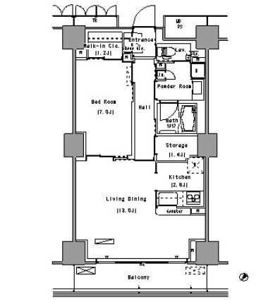 パークアクシス豊洲1719号室の図面