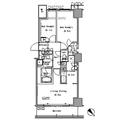パークアクシス豊洲1812号室の図面