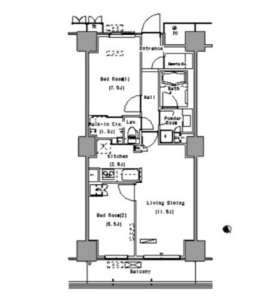 パークアクシス豊洲713号室の図面