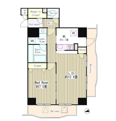 アルブル高輪1104号室の図面