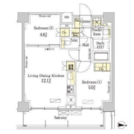 パークアクシス錦糸町・親水公園607号室の図面