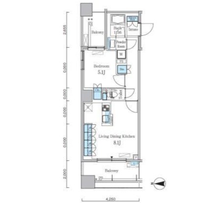パークキューブ亀戸1106号室の図面