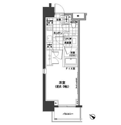 パークハビオ人形町1201号室の図面