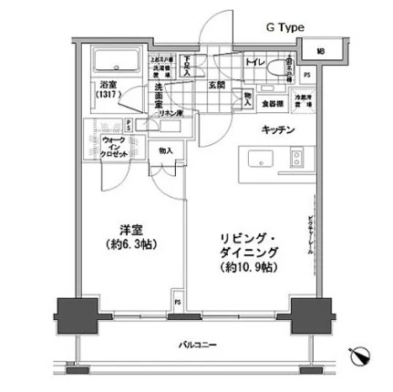 パークハビオ人形町907号室の図面