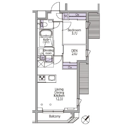 イプセ代々木レジデンス504号室の図面