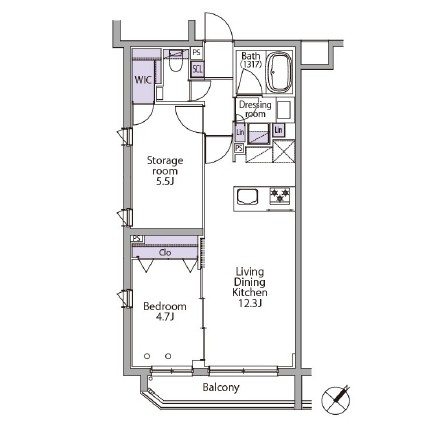 イプセ代々木レジデンス505号室の図面