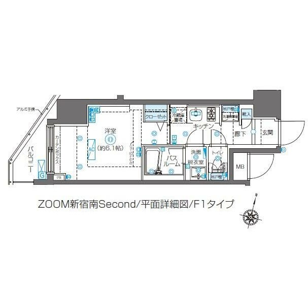 ZOOM新宿南Second1104号室の図面