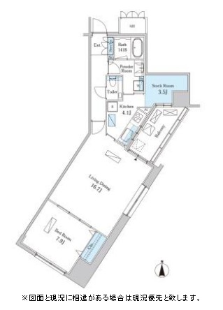 ＭＯＭＥＮＴＯ　ＳＨＩＯＤＯＭＥ1603号室の図面